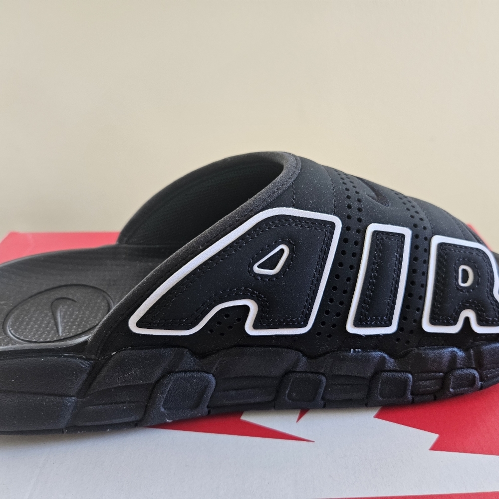 Nike Black Slide Sandals with White "AIR" Lettering